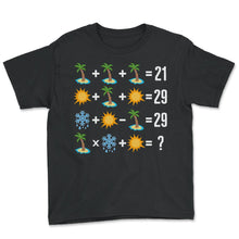 Load image into Gallery viewer, Math Shirt, Math Order Of Operation Palm Tree Sun Melting Snowflakes - Youth Tee - Black