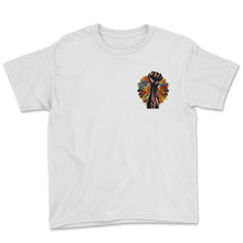 Load image into Gallery viewer, Unity and Power Black History Month Supportive Pocket Tee - Youth Tee - White