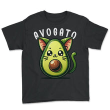Load image into Gallery viewer, Avogato Cat Avocado Mexican Mexico Cinco De Mayo T Shirt - Youth Tee - Black