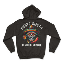 Load image into Gallery viewer, Fiesta Siesta Tequila Repeat Funny Mexican Cinco De Mayo T Shirt - Hoodie - Black
