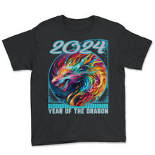 Load image into Gallery viewer, Chines New Year of Dragon Abstract Expressionist Swirl Dragon 2024 - Youth Tee - Black