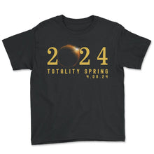 Load image into Gallery viewer, 2024 Totality Spring 4 08 24 Eclipse T Shirt - Youth Tee - Black