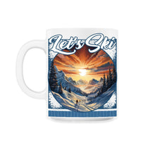 Load image into Gallery viewer, Let’s Ski Shadow Skiing Giants Sunset Silhouettes Dramatic Descent - 11oz Mug - White