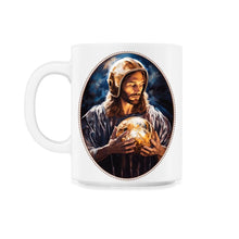 Load image into Gallery viewer, Jesus Snuggling Football Helmet T Shirt, Christian Sports Lover, Pop - 11oz Mug - White