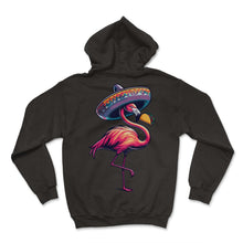Load image into Gallery viewer, Flamingo Sombrero Taco Mexican Mexico Cinco De Mayo T Shirt - Hoodie - Black