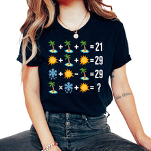 Load image into Gallery viewer, Math Shirt, Math Order Of Operation Palm Tree Sun Melting Snowflakes - Unisex T-Shirt - Black