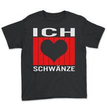 Load image into Gallery viewer, Ich Heart Schwänze liebe Tails Fun Tail Birthday Gift - Youth Tee - Black