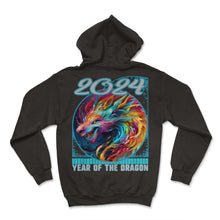 Load image into Gallery viewer, Chines New Year of Dragon Abstract Expressionist Swirl Dragon 2024 - Hoodie - Black