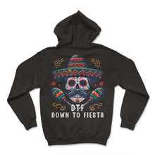 Load image into Gallery viewer, DTF Down To Fiesta Skull Sombrero Mexican Mexico Cinco De Mayo T Shirt - Hoodie - Black