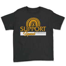 Load image into Gallery viewer, Childhood Cancer Awareness Shirt, Support Squad Gold Ribbon Rainbow - Youth Tee - Black