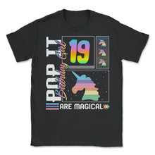 Load image into Gallery viewer, 19th Birthday Girl Unicorn Cute Tee, Pop Birthday Party Theme Costume - Unisex T-Shirt - Black