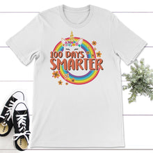 Load image into Gallery viewer, 100 Days Smarter, Funny 100 Days School Unicorn Tee, Teacher And