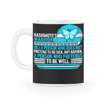 Load image into Gallery viewer, Hashimoto's Disease Awareness, Hashimoto Thyroid Disease Ribbon Shirt - 11oz Mug - Black on White