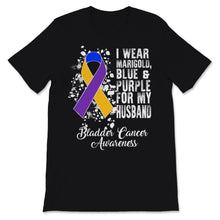 Load image into Gallery viewer, Bladder Cancer Awareness I Wear Marigold Blue And Purple Ribbon For