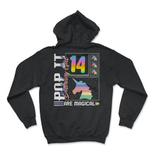 Load image into Gallery viewer, 14th Birthday Girl Unicorn Cute Tee, Pop Birthday Party Theme Costume - Hoodie - Black