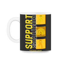 Load image into Gallery viewer, Childhood Cancer Awareness Shirt, Support Squad Gold Ribbon Rainbow - 11oz Mug - Black on White