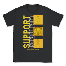 Load image into Gallery viewer, Childhood Cancer Awareness Shirt, Support Squad Gold Ribbon Rainbow - Unisex T-Shirt - Black