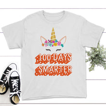 Load image into Gallery viewer, 100 Days Smarter, Funny 100 Days School Unicorn Tee, Teacher And