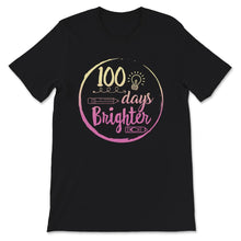 Load image into Gallery viewer, 100 Days Brighter, Funny 100 Days Light Bulb Tee, Teacher And Student