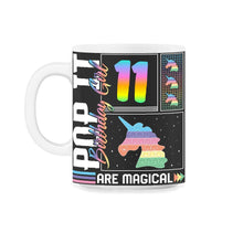 Load image into Gallery viewer, 11th Birthday Girl Unicorn Cute Tee, Pop Birthday Party Theme Costume - 11oz Mug - Black on White