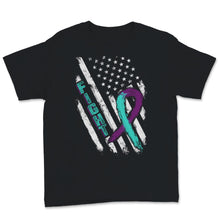 Load image into Gallery viewer, Suicide Prevention Awareness Fight USA American Flag Teal & Purple