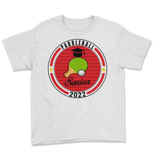 Load image into Gallery viewer, Paddleball Senior 2022 Player Graduation Class of 2022 T Shirt - Youth Tee - White