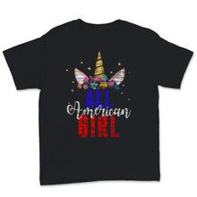 Load image into Gallery viewer, All American Girl Cute Unicorn 4th of July USA American Independence