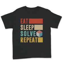 Load image into Gallery viewer, Rubik's Cube Shirt, Vintage Eat Sleep Solve Repeat, Birthday Gifts
