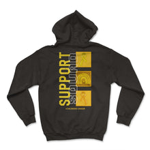Load image into Gallery viewer, Childhood Cancer Awareness Shirt, Support Squad Gold Ribbon Rainbow - Hoodie - Black