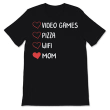 Load image into Gallery viewer, Kids Shirt Funny Heart Mom Video Games Pizza Wifi Valentine's Day