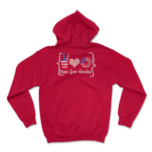 Load image into Gallery viewer, 4th Of July Shirt, Peace Love America Sunflower Flag Floral - Hoodie - Red