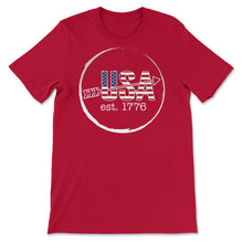 Load image into Gallery viewer, 4th Of July Shirt, USA EST. 1776 Arrow America Flag Cool Independence - Unisex T-Shirt - Red