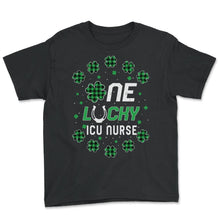 Load image into Gallery viewer, Funny St Patricks Day Gift for PreK Kinder One Lucky Icu Nurse T Shirt - Youth Tee - Black
