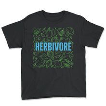 Load image into Gallery viewer, Herbivore Shirt, Vegetables Tee, Vegan Eating Healthy Plants Veggies - Youth Tee - Black