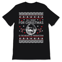 Load image into Gallery viewer, Karl Marx Christmas Red Ugly Sweater All I Want For Xmas Is The Means