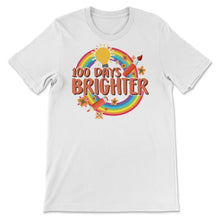 Load image into Gallery viewer, 100 Days Brighter, Funny 100 Days Light Bulb Tee, Teacher And Student
