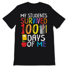 Load image into Gallery viewer, 100 Days Of School Shirt For Virtual Teacher My Students Survived 100