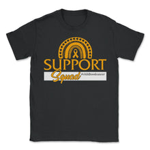 Load image into Gallery viewer, Childhood Cancer Awareness Shirt, Support Squad Gold Ribbon Rainbow - Unisex T-Shirt - Black