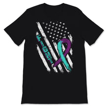 Load image into Gallery viewer, Suicide Prevention Awareness Fight USA American Flag Teal & Purple