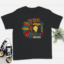 Load image into Gallery viewer, 100 Days Brighter, Funny 100 Days Light Bulb Tee, Teacher And Student