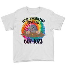 Load image into Gallery viewer, 23 tie dyeMole Day Mole Problems Just Call Avogadro's Number 602 1023 - Youth Tee - White