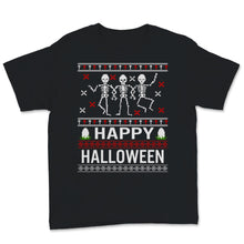 Load image into Gallery viewer, Funny Ugly Sweater Happy Halloween Costume Dancing Skeletons Witch