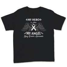 Load image into Gallery viewer, Lung Cancer Awareness My Hero Is Now My Angel White Ribbon