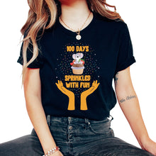 Load image into Gallery viewer, School Shirt, 100 Days Of Sprinkled With Fun Koala Cupcake Tee, Back - Unisex T-Shirt - Black