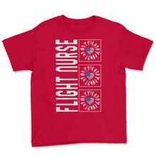 Load image into Gallery viewer, Flight Nurse Sunflower 4th Of July T Shirt - Youth Tee - Red