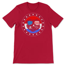 Load image into Gallery viewer, 4th Of July Shirt, English Bulldog Sunglasses Dog Lover Independence - Unisex T-Shirt - Red