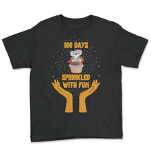 Load image into Gallery viewer, School Shirt, 100 Days Of Sprinkled With Fun Koala Cupcake Tee, Back - Youth Tee - Black