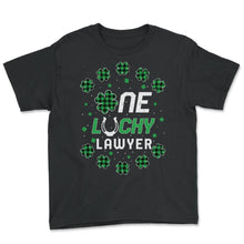 Load image into Gallery viewer, Funny St Patricks Day Gift for PreK Kinder One Lucky Lawyer T Shirt - Youth Tee - Black