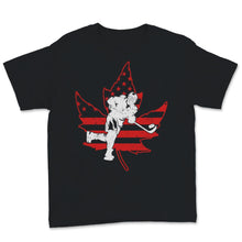 Load image into Gallery viewer, Canada Day Retro Hockey Player USA American Red Canadian Flag Maple