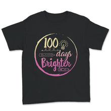 Load image into Gallery viewer, 100 Days Brighter, Funny 100 Days Light Bulb Tee, Teacher And Student